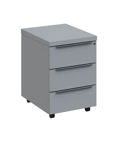 SIKC - 00 kontejner pojízdný, 3-zásuvkový, deska 18 mm, centrální zámek, šedá